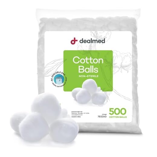 Dealmed Cotton Balls – 500 Count Medium Cotton Balls, Non-Sterile Bag of Cotton Balls in Easy to Access Zip-Locked Bag, Great for Skin Prep, Wound Cleansing, and DIY Needs