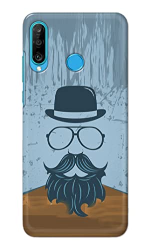 Image of PRINTFIDAA Mustache Beard and Hairstyle Hipster in Glasses Printed Designer Hard Case for Huawei P30 Lite /Nova 4e, Marie-L21BX, MAR-L01A, MAR-L21A, MAR-LX1A Back Cover -(e) RPM1002