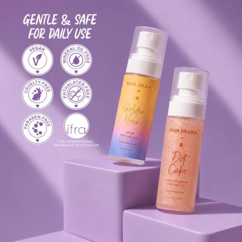 Image of Hair Drama Co. Girl Code Gift Box for Girls | Hair Perfume & Hair Shimmer Perfume with Rhinestone Bag Charm & Cute Stickers | Birthday, Party & Return Gift for Girls, Sisters & Best Friends - Set of 4