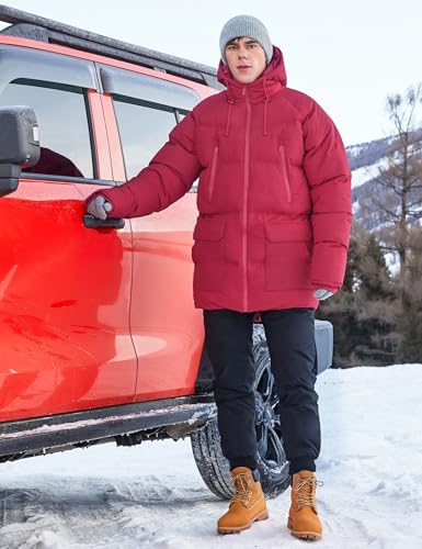 Men's Long Winter Coat Hooded Warm Quilted Jacket Water-resistant Cold Weather Parka2