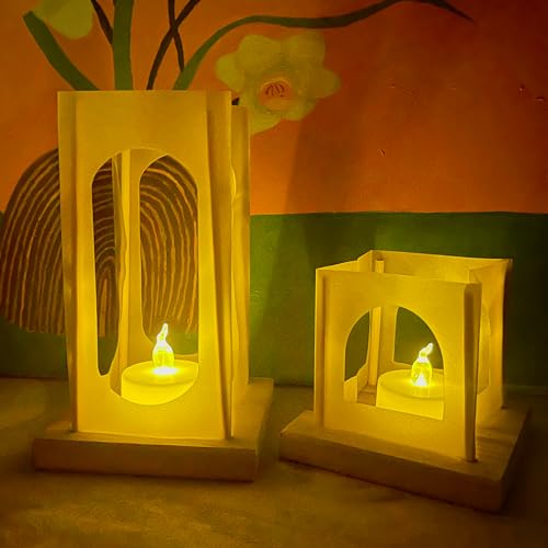 Image of Mini Lanterns with Flameless LED Candles,6Rectangle +6Square Sets of Decoration Candle Lanterns,Wedding Centerpieces for Tables,Use for Halloween,Christmas,Pool,Cowboy Party (Gold)