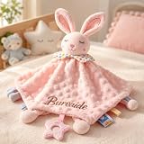 Doudou Lapin Personnalisé avec Prénom Serviette de Bébé pour Fille Garçon