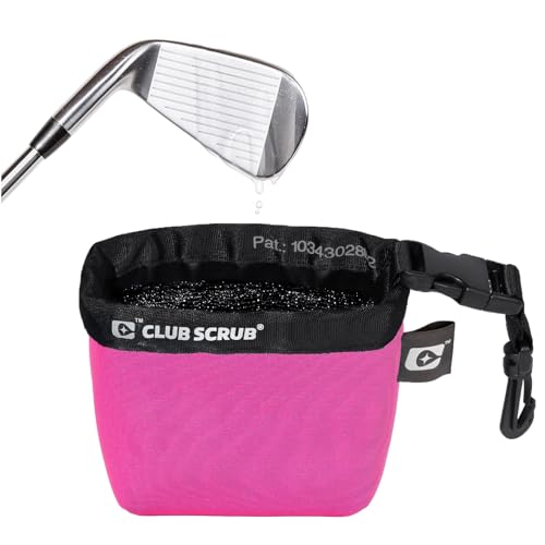 Image of Club Scrub Golf Club and Golf Ball Cleaning Bag, Waterproof Clean Face Technology Liner, Detachable Clip, Machine Washable, Cleans Club Grooves, Dry Exterior (Neoprene or Microfiber Option Available)