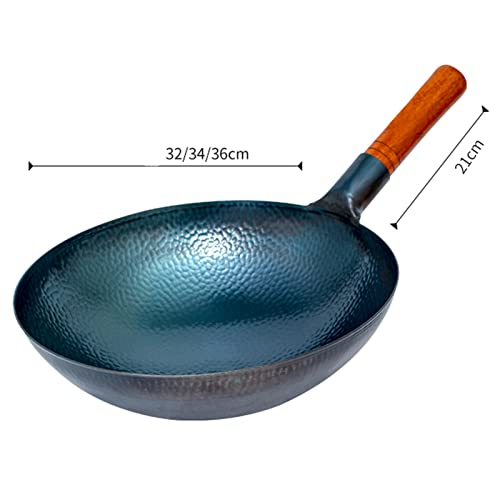 Wok de hierro fundido tradicional 32cm con tapa y mango de madera miniatura 7