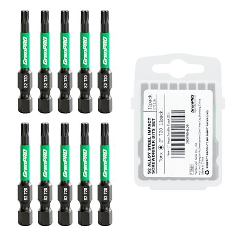 Image of GRENPRO 11Pcs Impact Torx Bits T20, 2 inch S2 Steel Magnetic Screwdriver Bits | CNC Machined Torx Bits, 1 /4 inch Hex Shank Security Star Bits for Impact Drivers, with Storage Box