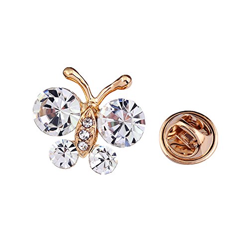 Reizteko Brooch Pin Elegant Butterfly Scarf Pin Lapel Brooch Button Hat Pin for Women's Jewelry (Crystal)