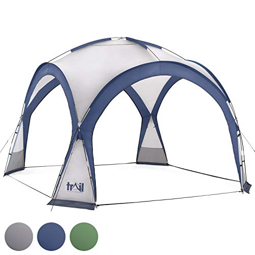 Dome Event Shelter, Large Garden Camping Shelter With Sides, Portable Outdoor Gazebo, Waterproof & UV Resistant Canopy, 4 Removable Doors & Sunshades, 12.25m², 3.5m x 3.5m x 2.3m, Trail