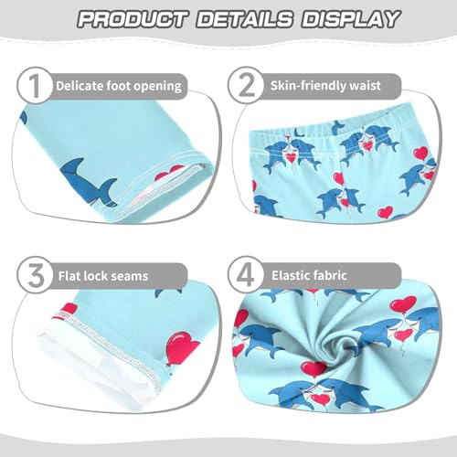 Cute Shark Love Girls Leggings Soft Stretch Workout Yoga Dance Pants for Kids Casual Tights3