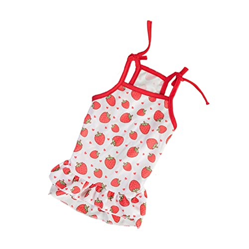 Pet Skirt, Cute Printed Puppy Summer Dress,Tank Top Suitable for Cat Small Medium Dog_M(Strawberry 2), M:Chest Girth:38cm/14.9in