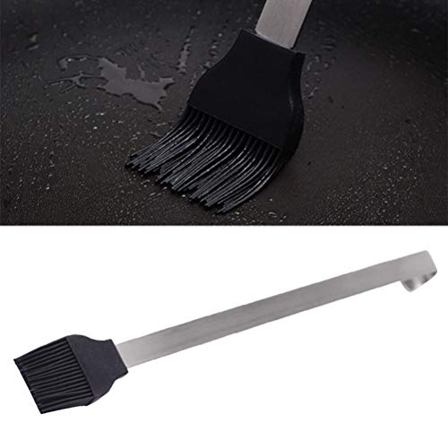Boa escova de silicone com cabo longo de aço inoxidável, resistente ao calor, óleo para churrasco, p