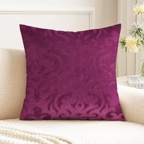 IVAZA Decorative Cushion Covers, Solid Sofa Cushion, Soft Velvet Cushion Case, Square Accent Cushion Covers for Sofa,Couch Bed Chair,Cushion Cover Set of 1(16X16) Wine