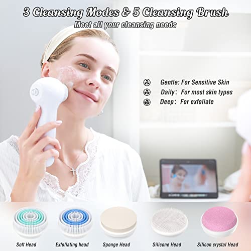 Freebreath Facial Cleansing Brush With Blackhead Remover, 3 In 1 Waterproof Face Scrubber With 3 Speed Modes, Blackhead Pore Vacuum With 3 Suction Levels, Deep Cleansing, Fully Rechargeable #TOP1