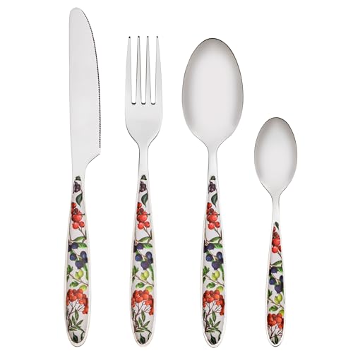 Set Posate Baroni Home 24 Pezzi In Acciaio Inox - Con Manico Giallo, Per 6 Persone, Lavabile In Lavastoviglie - Foto 10