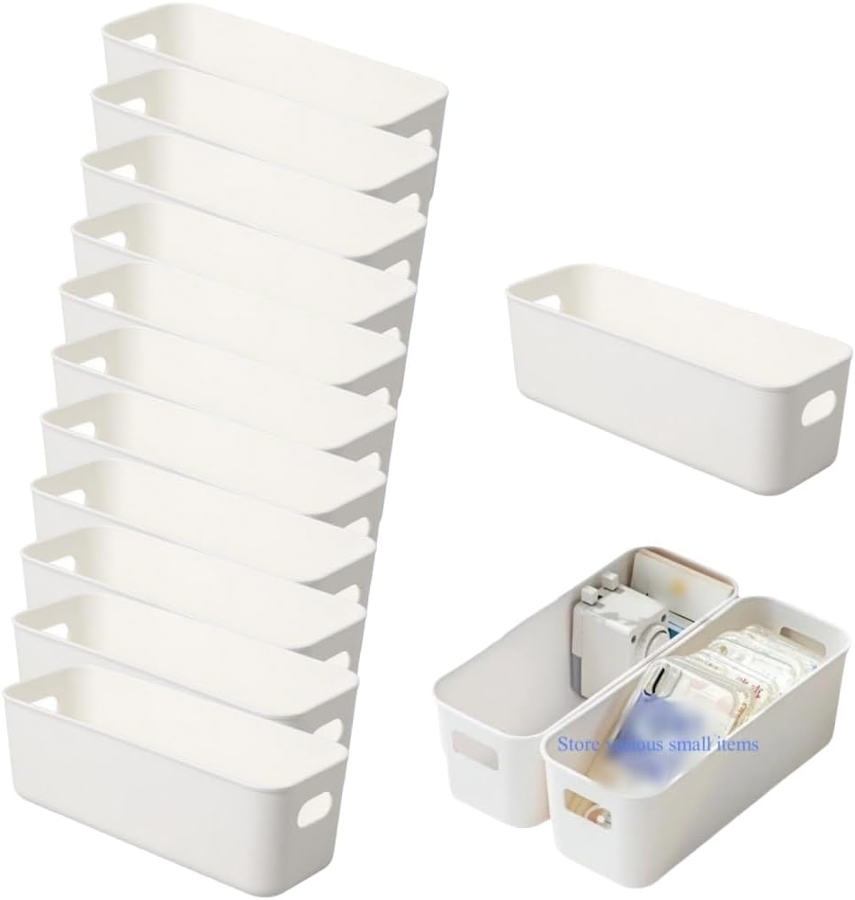 Multi-purpose small storage bins, Storing phone cases, socks, stationery,small items. PP plastic,Organizer and Storage for Sinks,Bathroom, Bedrooms, Vanity tables，Kitchens.10.5 x 3.9 x 3.5 Inch (12)