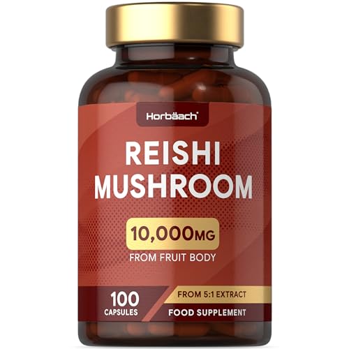 Horbaach Reishi Mushroom Capsules 10,000mg, 100 Capsules