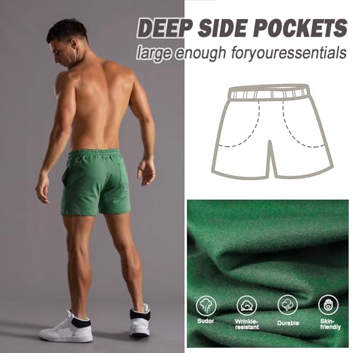 Image of Men 5.5 /7 Inch Cotton Sweat Shorts Men Cotton Workout Short with Pockets