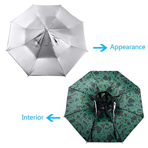 AIFUSI Umbrella Hat, Sun Rain Cap Colorful Folding Umbrellas Headwear 23” Beach, Party, Outdoor, Fishing, Hunting and Gardening, UV Protection for Adults and Kids