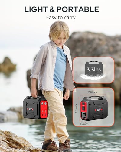 Solar Powered Generator 200W Peak/100W Rated, Portable Generator Power Station with Solar Panels 40W Included, 146Wh Solar Power Bank with AC Outlet 110V for Home Use Camping Outdoor Adventure