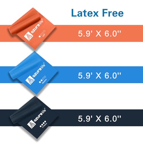 Image of A AZURELIFE Resistance Bands,Professional Long Non-Latex Elastic Stretch Bands,Exercise Bands for Physical Therapy, Yoga, Pilates, Rehab, at-Home or The Gym Workouts, Strength Training
