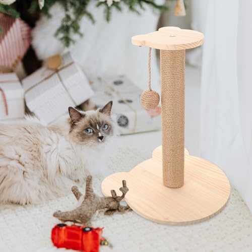Rascador para gatos con poste de sisal y base de madera miniatura 4