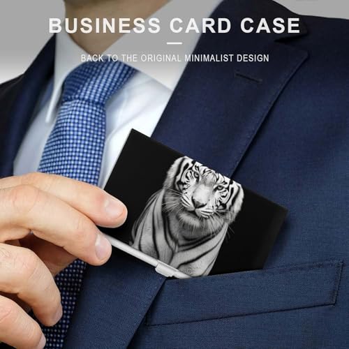 Metal Business Card Holder Ultra Slim - Black And White Tiger Professional Aluminum Alloy Card Case with Magnetic Closure, Compact ID Credit Card Organizer Wallet for Men Women3
