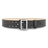 Dutyman 4021 Basketweave 4-Row Stitch Sam Browne 2-1/4" (2.25 in) Uniform Leather Belt (Silver, 34")