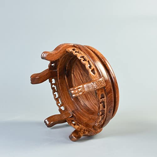Houten Vaas Aquarium Bloem Bonsai Basis Palissander Houtsnijwerk Hoge Basis Ronde Aquarium Vaas Basis Woondecoratie Ornamenten Display Stand Basis (Size : A) () - Afbeelding 6