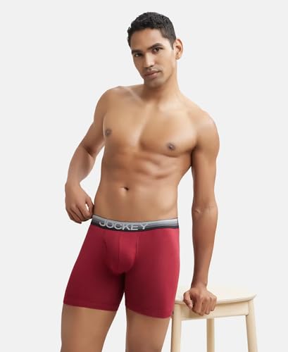 Image of Jockey ZN03 Men's Super Combed Cotton Elastane Stretch Solid Boxer Brief with Ultrasoft Waistband