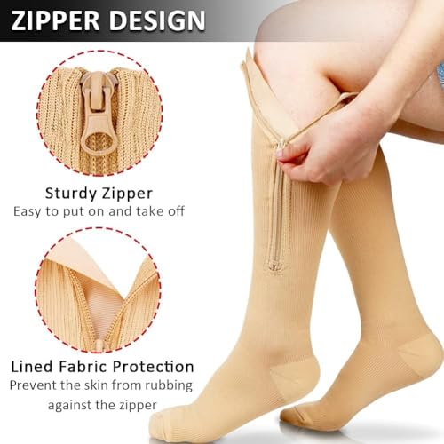 Image of Ailaka Medical 15-20 mmHg Zipper Compression Socks Women Men