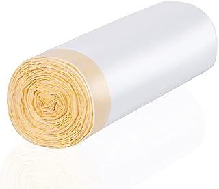 Strong Recycled Bin Bags 50 Litre Bin Liners 50L 22 Counts - Draw String Tie Handle Recycled Unscented White Garbage Bags Trash Bag
