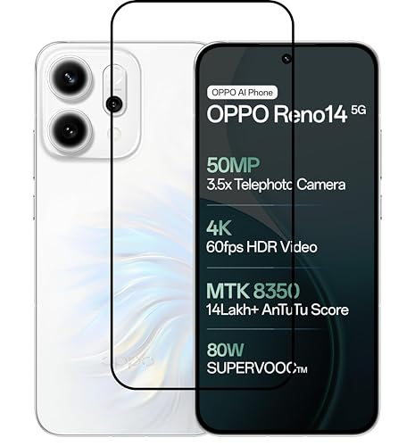 Image of Tempered Glass Screen Protector Compatible For RENO 14 5G / OPPO RENO 14 with Easy Self Installation Kit