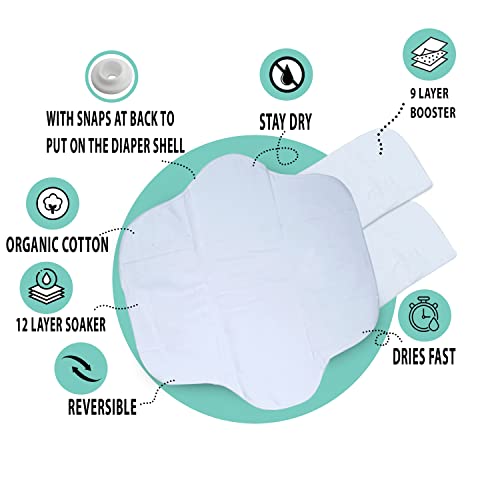 Image of Ambaby Cloth Diapers Combo Pack Quick Dry Comfort Gots Certified Free Size Button Adjustable, Washable, Reusable, Multilayered Cotton Pads And Boosters, Animals Pink And Parachute Printed - Pack Of 2