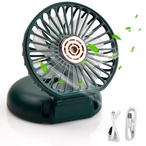 Handventilator-Akku-Usb-Ventilator-Mini-180-Einstellbar-Faltbarer-Tischventilator-Ventilator-3-Geschwindigkeiten-Elektrischer-Ventilator-Klein-800-mAh-fur-Zuhause-BuRo-Outdoor-Dunkelgrun