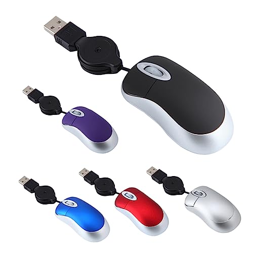 Ratón ergonómico portátil OSALADI con cable retráctil USB para evitar enredos 2