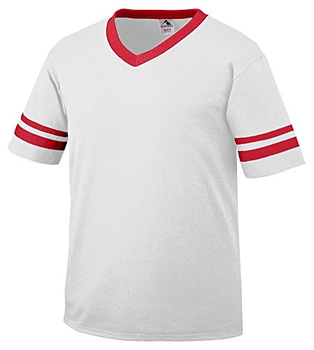 Augusta Sportswear Youth Sleeve Stripe Jersey, Medium, White/Red