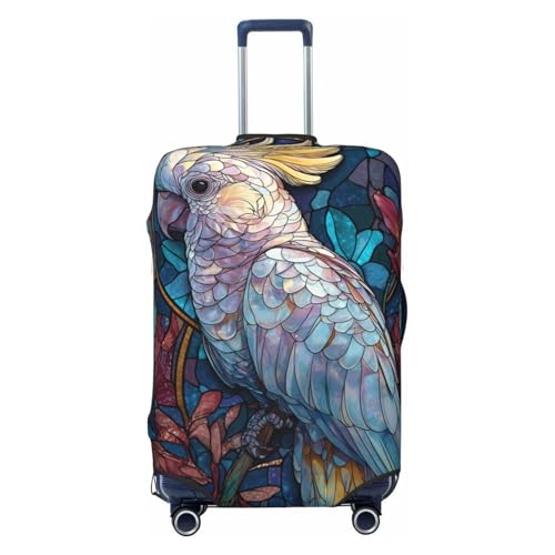 Stained Glass Cockatoo Elastic Travel Luggage Covers Dustproof Scratch-Resistant Suitcase Protector Fit 22-24 Inch