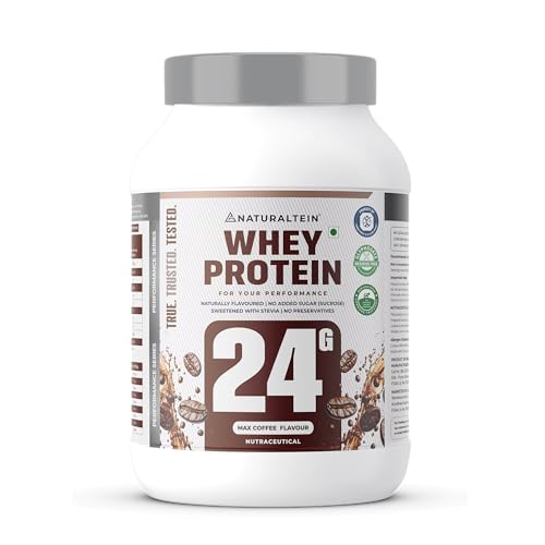 Image of Naturaltein Whey Protein 1kg Chocolate + Whey Protein 1kg Coffee | 24g Protein, No Added Sugar, Stevia Sweetened, Muscle Growth & Recovery Protein Combo
