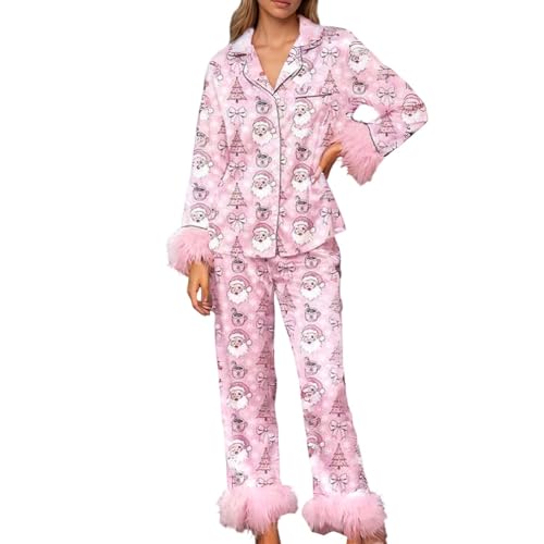 Pyjama imprimé femme avec haut manches longues et pantalon long ensemble rouge XL