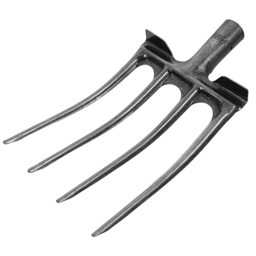 LAPYAPPE Cabeza de Horquilla de Acero Robusto 4 Puntas para Jardinería, Compatible Mango de 35 MM, Herramienta Manual para y Airear Suelo en Cultivos