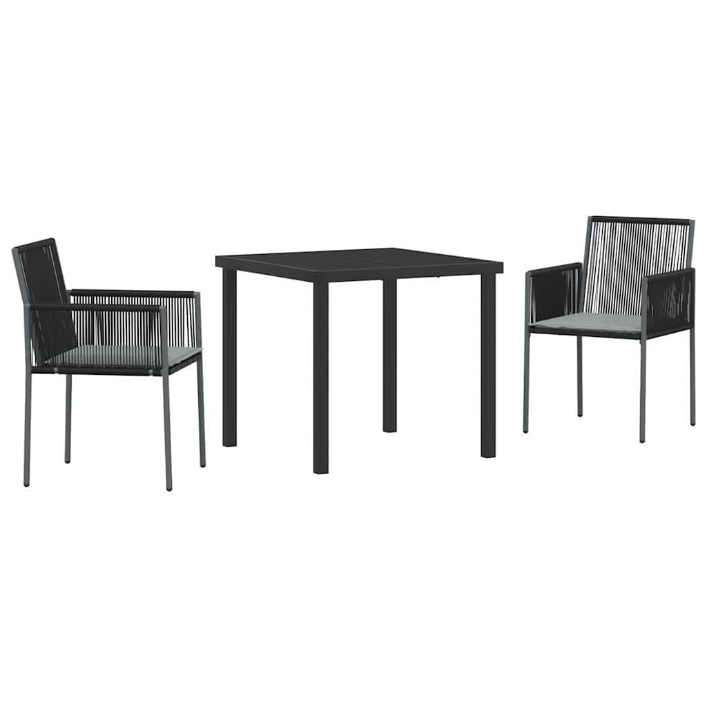 Salon de jardin en rotin noir haut de gamme avec structure acier et coussins