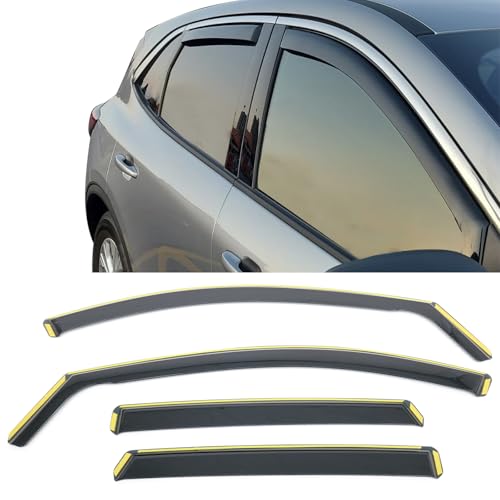 IKON MOTORSPORTS in Channel Window Visors Compatible with 2020-2026 Ford Escape All Models, in Channel Style Injection PC Black Rain Guards, Side Window Wind Deflectors 4PCS