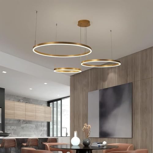 Lustre LED moderne à anneau réglable avec hauteur modulable