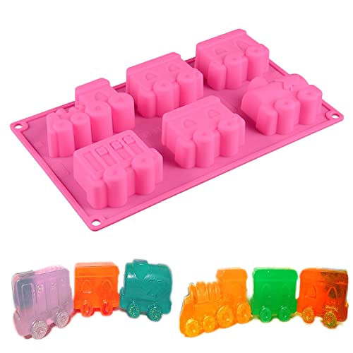 WishesMar Train Shape Silicone Mould 6 Cavity Fluted Cake Mold Nonstick Baking Bakeware Reusable Silicone Mold for Pastry Dessert