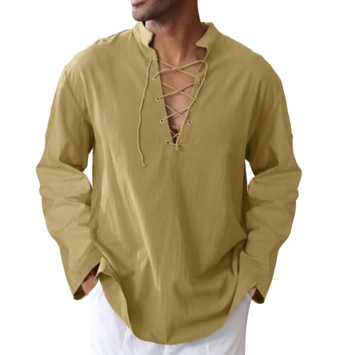 Image of CTU Men's Cotton Shirt Pirate Shirt Medieval Viking Renaissance Costume