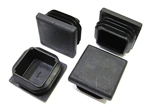 Image of 4pcs Pack: 1 1 /4 Inch Square Black Plastic End Cap (for Hole Side Size from 1 to 1 3 /16, Including 1 1 /8 inches), Furniture Finishing Plug