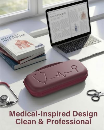 Image of ProCase Stethoscope Case for 3M Littmann Classic III & Cardiology IV -Burgundy | Hard Protective Carrying Bag Fits MDF, ADC, Omron Stethoscopes, Medical Storage Organizer for Nurses & Nursing Students