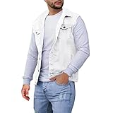 Men's Denim Vest Button Down Sleeveless Slim Fit Trucker Sleeveless Jean Jacket Lapel Vest Jacket Casual Vests Fall White
