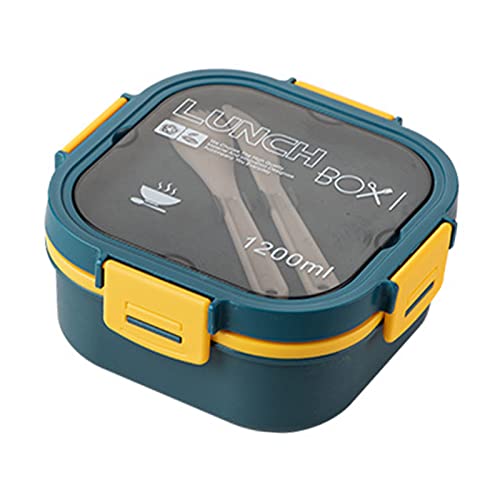 Fockety Contenitore di Plastica per il Pranzo 'insalata, Contenitore Portatile per il Pranzo 'insalata 2 Strati con Protezione da Troppopieno per gli Impiegati (Blu, 1200 ml)