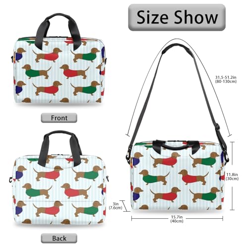Maletín para laptop 15-16" con estampado de perro salchicha miniatura 5