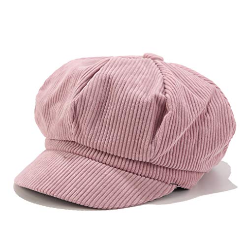 Women Striped Newboys Caps Corduroy Painter Beret Hat Elegant Solid Color Octagonal Baker Cap #TOP5